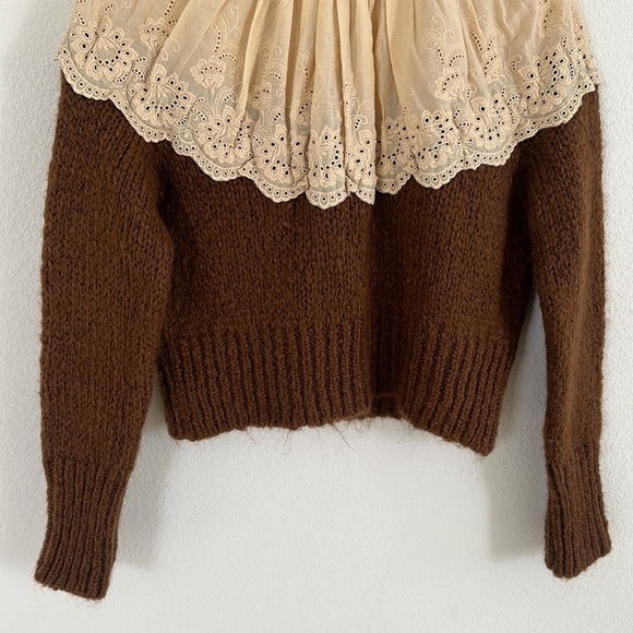 Zara Wool Blend Sweater with lace eyelet neck - Picture 6 of 14